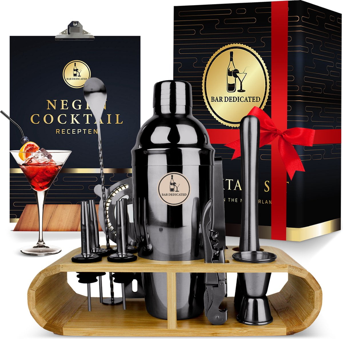 Top 10 cocktailset - Bar Dedicated - Cocktail shaker Set - 16 Delig